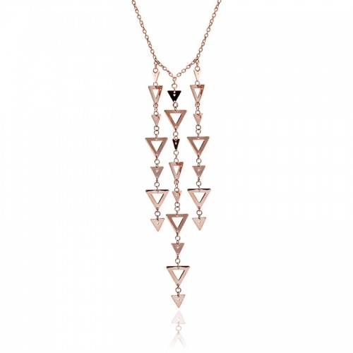 Glittering 18ct Rose Gold Vermeil On Sterling Silver Large Triangle Charm Dangle Pendant